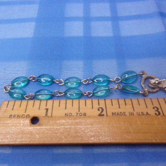 Blue Bead Silver Tone Chaplet Prayer Beads - Picture 5 of 6
